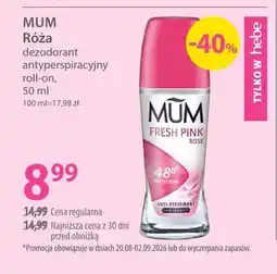 Hebe Dezodorant antyperspiracyjny roll-on Mum Róża oferta