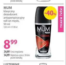 Hebe Dezodorant antyperspiracyjny roll-on męski MUM Classic oferta