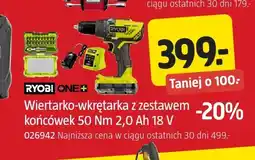 Jula Wiertarko-wkrętarka z zestawem końcówek Ryobi ONE+ oferta