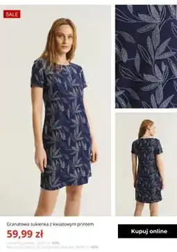 Greenpoint Sukienka damska Greenpoint granatowa z kwiatowym printem oferta
