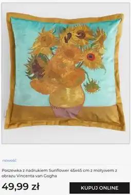Home&You Poszewka z nadrukiem Sunflower 45x45 cm z motywem z obrazu Vincenta van Gogha home & you oferta