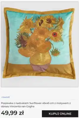 Poszewka z nadrukiem Sunflower 45x45 cm z motywem z obrazu Vincenta van Gogha home & you