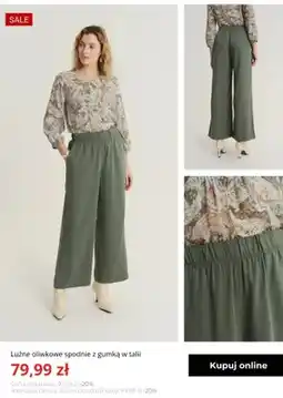 Greenpoint Spodnie damskie luźne oliwkowe z gumką w talii Greenpoint oferta