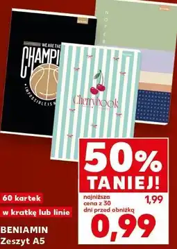 Kaufland BENIAMIN Zeszyt A5 60 kartek w kratkę lub linie oferta