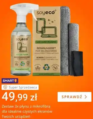 Zestaw płynu do czyszczenia ekranów z mikrofibrą Soyeco 3-pak