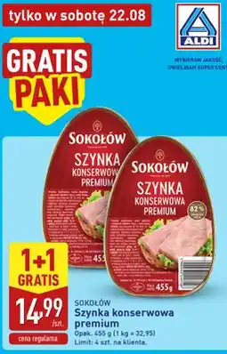 ALDI Szynka konserwowa premium Sokołów oferta