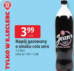 E.Leclerc Napój gazowany o smaku cola zero Jean's oferta