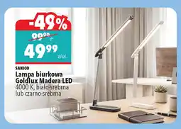 Biedronka Lampa biurkowa Sanico Goldlux Madera LED biało-srebrna oferta