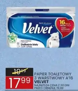 Wafelek PAPIER TOALETOWY 3 WARSTWOWY A'16 VELVET oferta