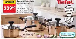 Biedronka Zestaw 3 garnków z pokrywkami Tefal oferta