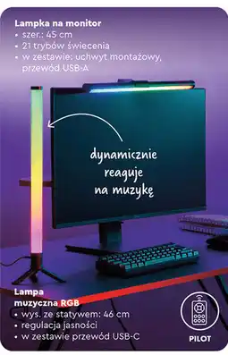 Biedronka Lampka na monitor / Lampa muzyczna RGB Gamer by Hykker oferta