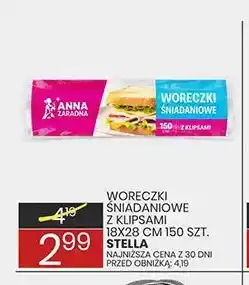 Wafelek Woreczki śniadaniowe z klipsami Stella 18x28 cm oferta