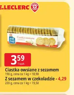 E.Leclerc Ciastka owsiane z sezamem Ptit Deli oferta