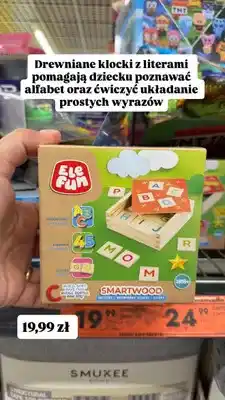 Biedronka Drewniane klocki litery Elefun Smartwood oferta