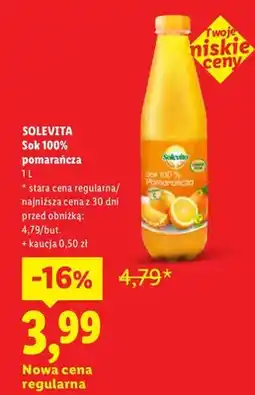 Lidl Sok pomarańcza Solevita 100% oferta
