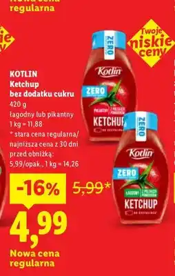 Lidl Ketchup bez dodatku cukru pikantny Kotlin oferta