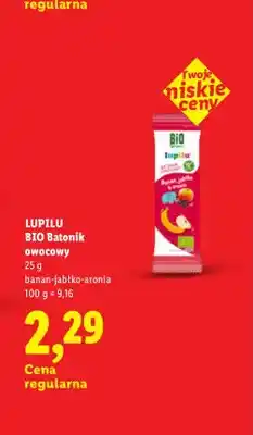 Lidl Batonik owocowy Lupilu BIO Banan Jabłko Aronia oferta