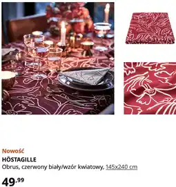 IKEA HÖSTAGILLE Obrus, czerwony biały/wzór kwiatowy, 145x240 cm oferta