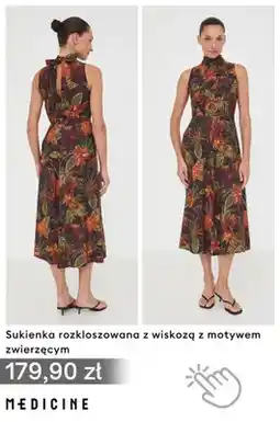 Medicine Sukienka rozkloszowana z wiskozą z motywem zwierzęcym Medicine oferta
