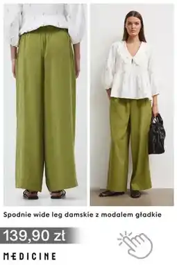 Medicine Spodnie wide leg damskie z modalem gładkie Medicine oferta