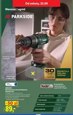 Lidl Akumulatorowa wiertarkowkrętarka udarowa Parkside oferta