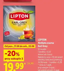 Lidl Herbata czarna Lipton Earl Grey oferta