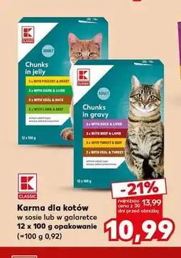 Kaufland Karma dla kotów K-Classic Chunks in gravy 12-pak oferta