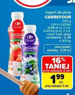 Carrefour Jogurt do picia truskawkowy Carrefour Classic oferta