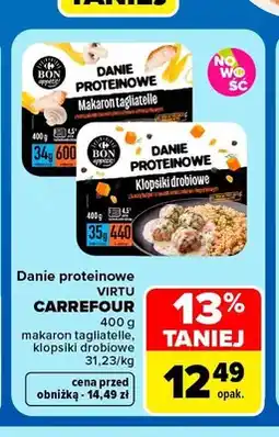 Carrefour Danie proteinowe makaron tagliatelle Virtu Carrefour oferta