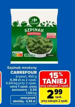 Carrefour Szpinak mrożony Carrefour brykiet oferta