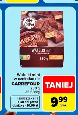 Carrefour Wafelki mini w czekoladzie Carrefour Extra oferta