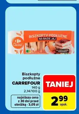 Carrefour Biszkopty podłużne Carrefour Classic oferta
