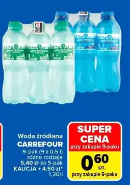 Carrefour Woda źródlana niegazowana Carrefour oferta