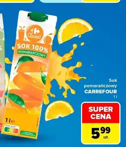 Carrefour Sok pomarańczowy Carrefour Classic 100% oferta