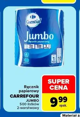 Carrefour Ręcznik papierowy Carrefour Essential Jumbo oferta