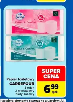 Carrefour Papier toaletowy biały Carrefour Essential Classic & Comfort oferta