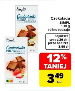 Carrefour Czekolada mleczna z orzechami laskowymi Simply oferta