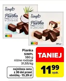 Carrefour Pianka o smaku kokosowym w czekoladzie Simply oferta