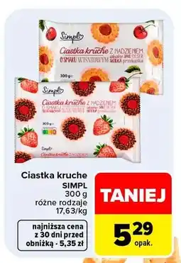 Carrefour Ciastka kruche z nadzieniem o smaku wiśniowym Simply oferta