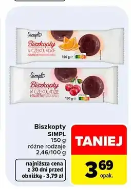 Carrefour Biszkopty w czekoladzie o smaku pomarańczowym Simply oferta