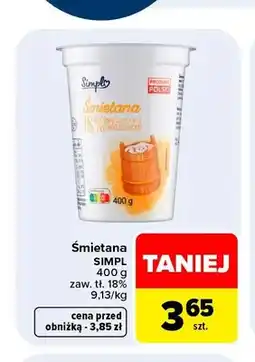 Carrefour Śmietana Simply 18% oferta
