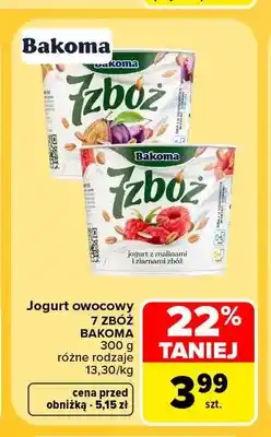 Carrefour Jogurt owocowy 7 Zbóż Bakoma z malinami oferta