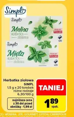 Carrefour Herbatka ziołowa Simpl Melisa oferta