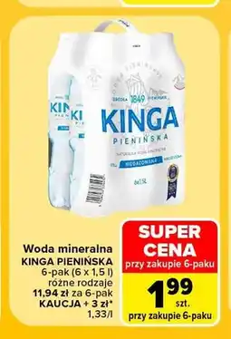 Carrefour Woda mineralna niegazowana Kinga Pienińska 6-pak oferta