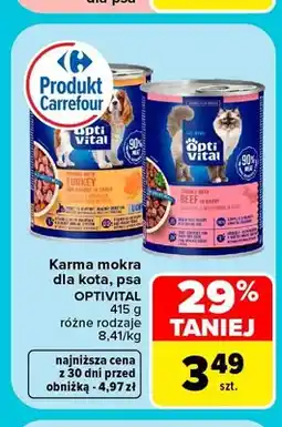 Carrefour Karma mokra dla kota psa Optivital z indykiem w sosie oferta