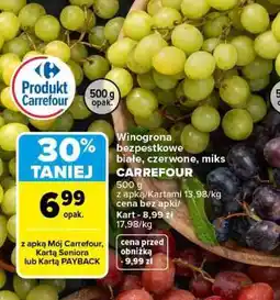 Carrefour Winogrona bezpestkowe białe, czerwone, miks oferta