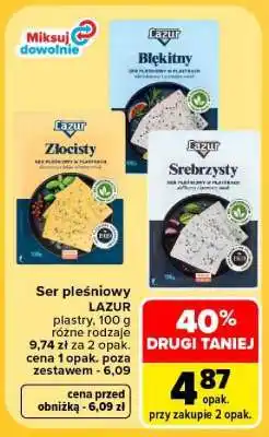 Carrefour Ser pleśniowy LAZUR plastry, 100 g oferta