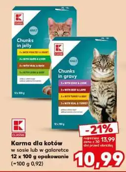 Kaufland Karma dla kotów w sosie lub w galaretce 12 x 100 g opakowanie (=100 g 0,92) oferta