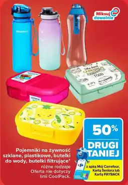 Carrefour Pojemniki na żywność szklane, plastikowe, butelki do wody, butelki filtrujące* oferta