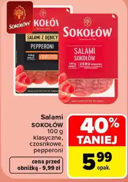 Carrefour Salami SOKOŁÓW klasyczne, czosnkowe, pepperoni oferta